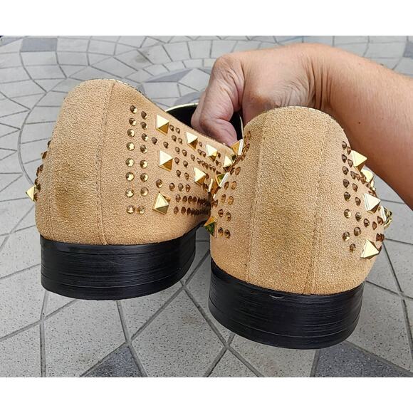 Asher Green Tonal Crystal Studded Suede Smoking Loafer Dress Shoes 14 - Picture 10 of 12